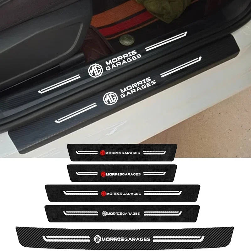Carbon Fiber Car Door Sill Protector Stickers Rear Trunk Bumper Guard Decals for MG ZS ZST HS MG3 MG4 EV MG5 MG6 MG7 GT GS