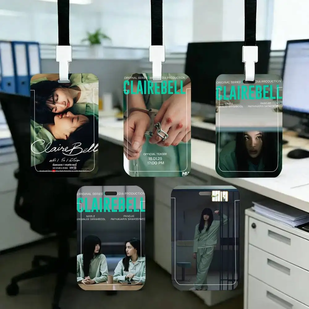 1pc Hot TV C-clairebell ID Card Sleeve School Card Access ID Card Bus Meal Card Protective Sleeve Easy Push