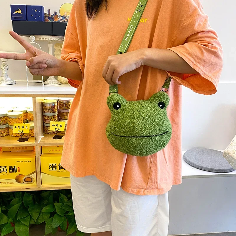 Fur Funny Small Bag Women New Cartoon Frog Messenger Bag Plush Doll Student Cute Girl Shoulder Bags Korean Handbags for Women