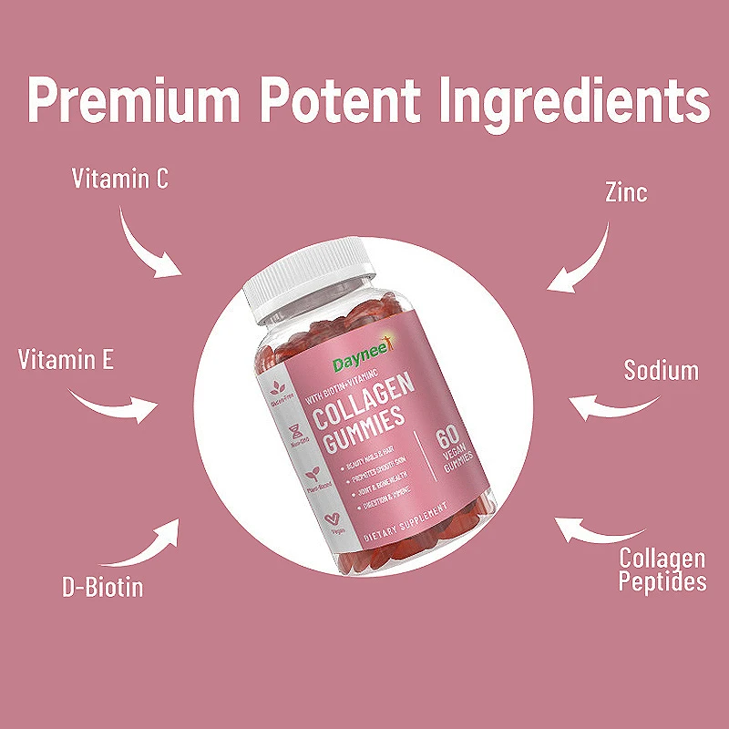 1 Bottle Complex Vitamin Collagen Gummy Promotes Skin Smoothness Increases Bone Density Replenishes Lost Collagen