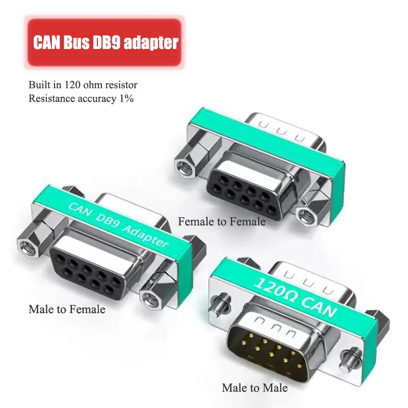 9Pin CAN Bus Conversion Head Connector DB9 Serial Port Male to Female 120ohm Terminal Resistance with 1% High-precision Accuracy