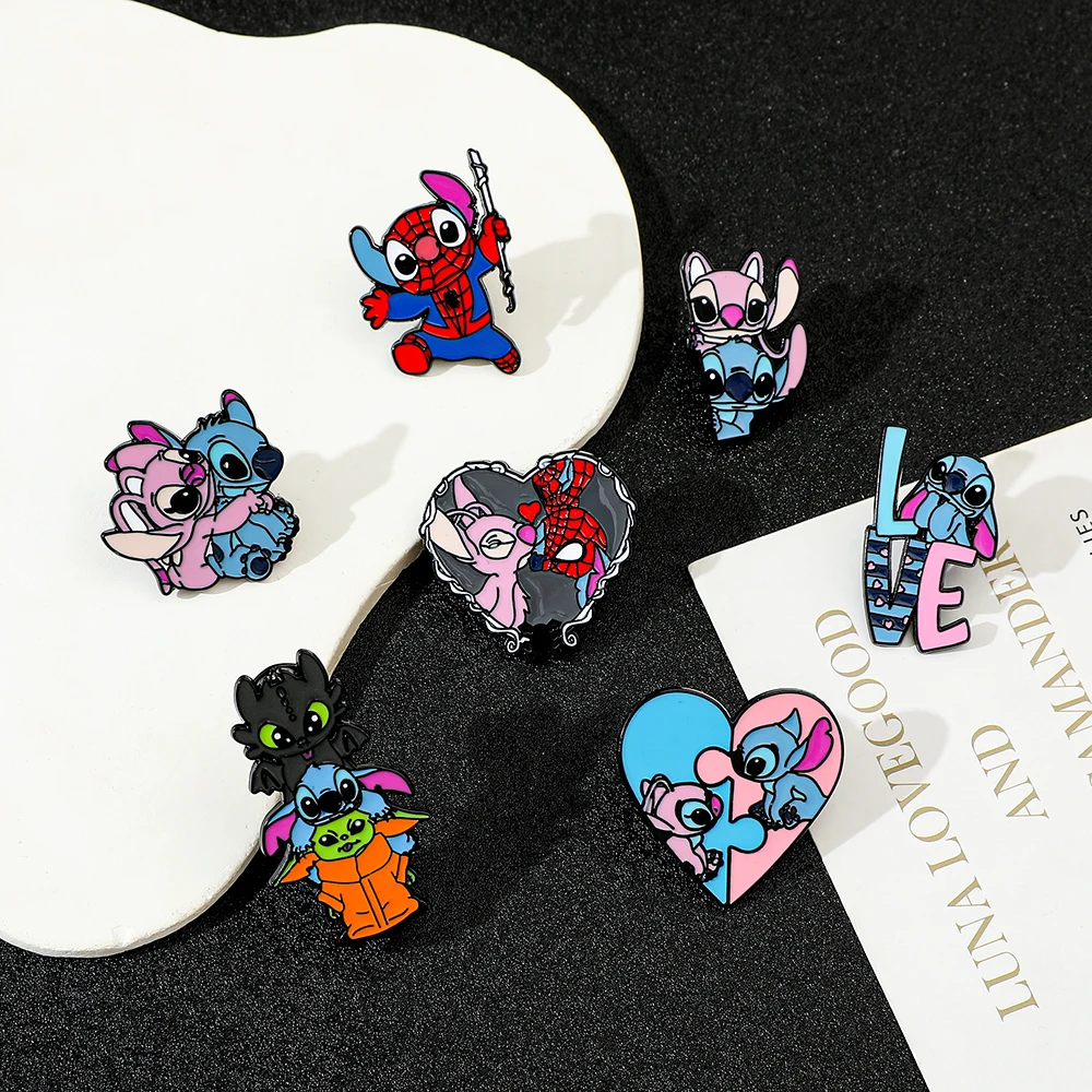 Cute Anime Stitch Enamel Pin - Kawaii Cartoon Brooch Badge for Backpacks, Jackets, Hats - Ideal Gift for Anime Lovers, Girls
