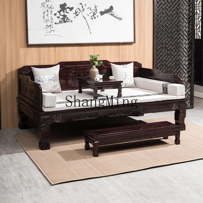 

HJ Arhat bed solid wood three-piece Chinese sofa combination sour branch wood antique chaise longue Zen bed