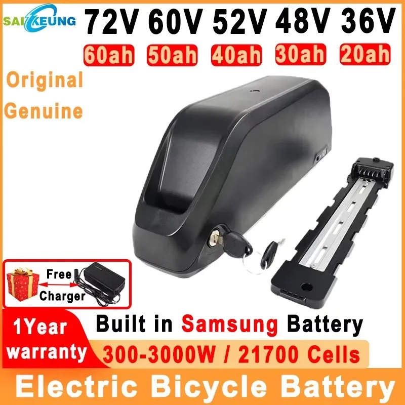 21700 Hailong E-Bike Battery 72V 60V Downtube Polly DP-7 52V 36 48V 20 30 40 50 60ah Li-TioBattery Pack for Ebike 350W-3000W Kit