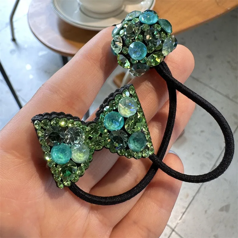 

Цельный новый милый бриллиантовый бант для девочек, эластичные ленты для волос, женские аксессуары для волос