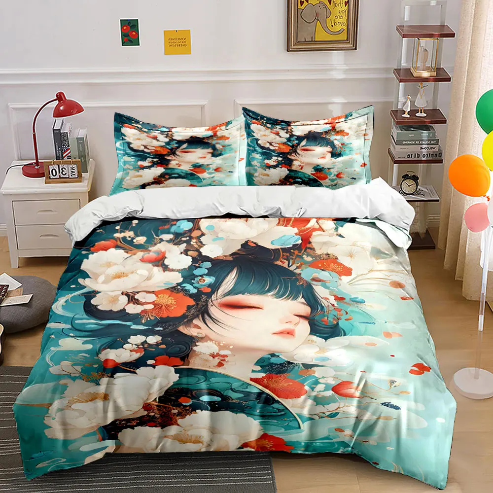 

Elegant floral and woman fusion artwork Print Bedding Set 1 Duvet Cover 2 Pillowcases for Adult Children Luxury Gift Full Size