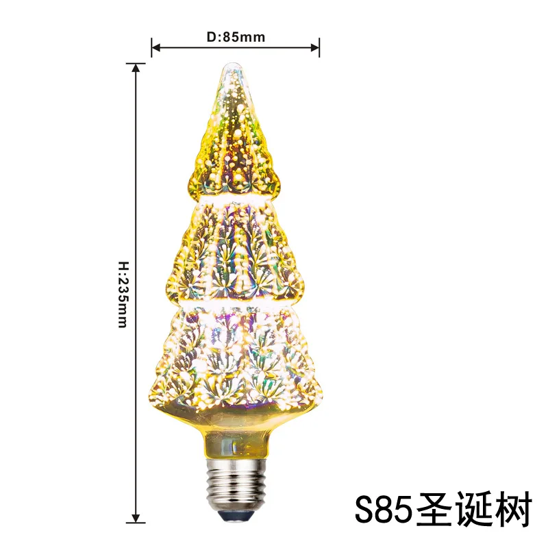 3D Colorful Decoration LED Bulb E27 Retro Lamp Vintage Edison LED Light Bulb ST64 A60 G80 G95 G125 Heart Christmas Night Light