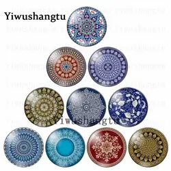 Beauty Vintage flowers  symmetric wreath patterns 12mm/18mm/20mm/25mm Round photo glass cabochon demo flat back Making findings
