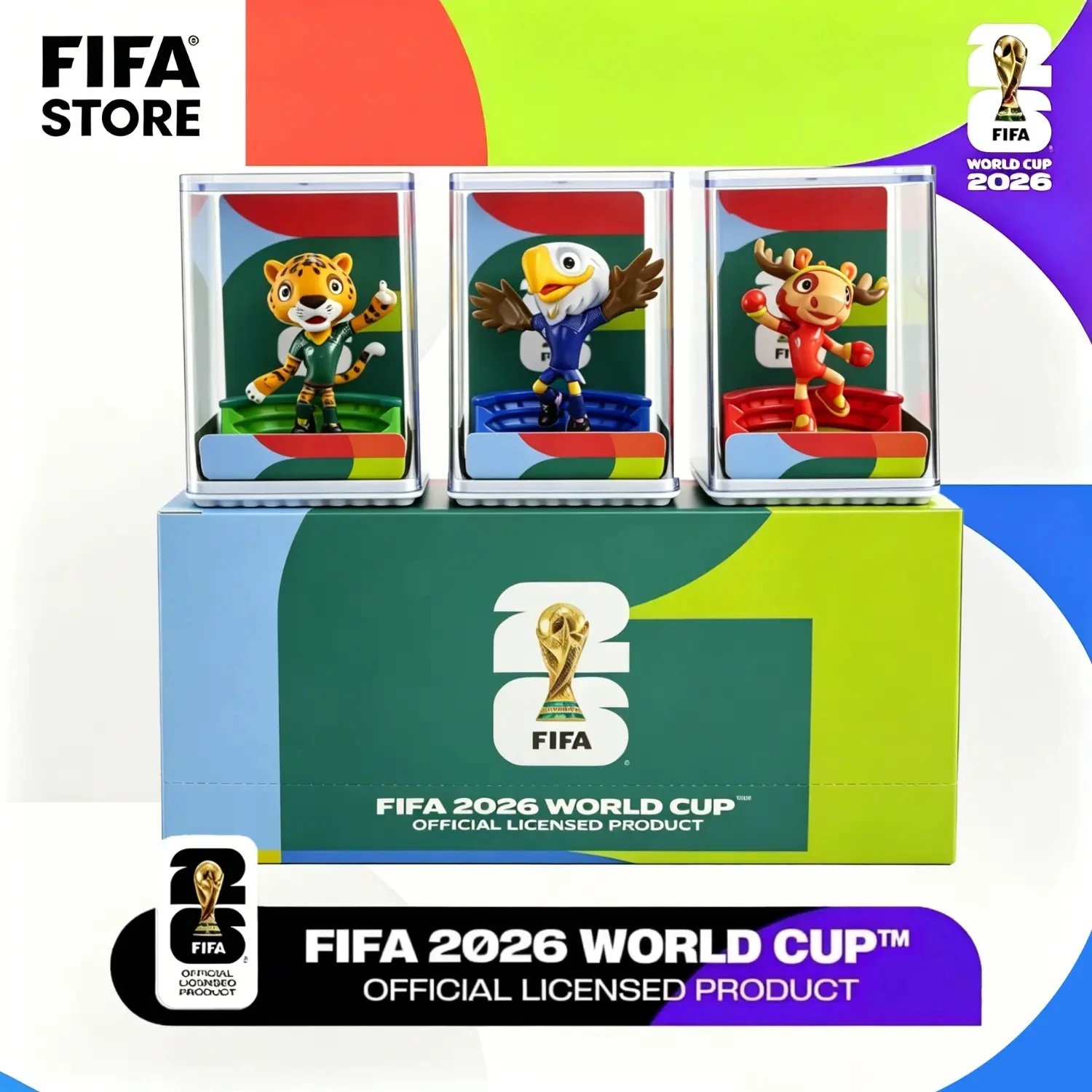Set Coleccionable de 3 Piezas de la Mascota Oficial de la FIFA del Mundial 2026, Recuerdo para Fanáticos - Maple, Zayu y Clutch / 6cm/2.36in 6QCB
