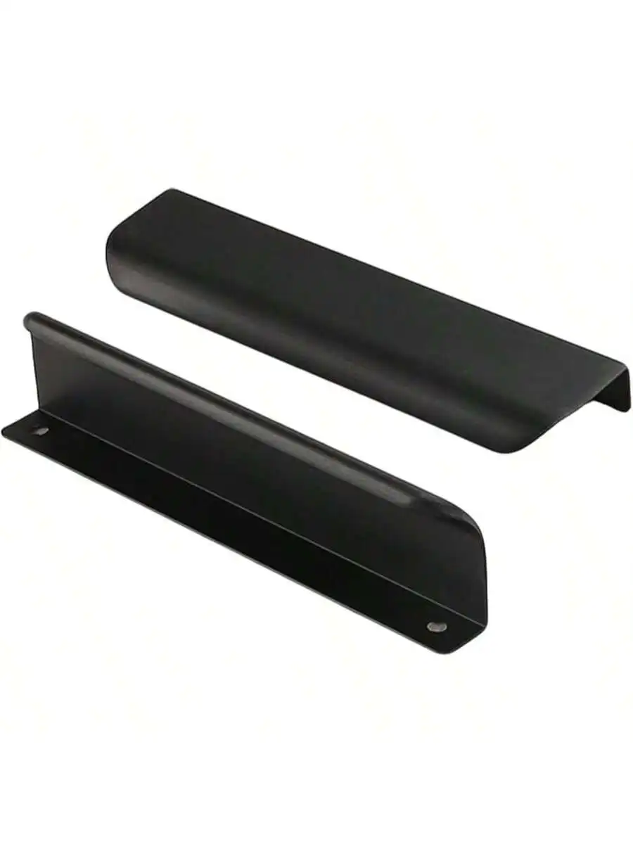 Black Finger Edge Pulls for Cabinet Wardrobe Drawer Pulls Kitchen Cabinet Handles Modern Aluminum Hidden Pulls for Closet Doors