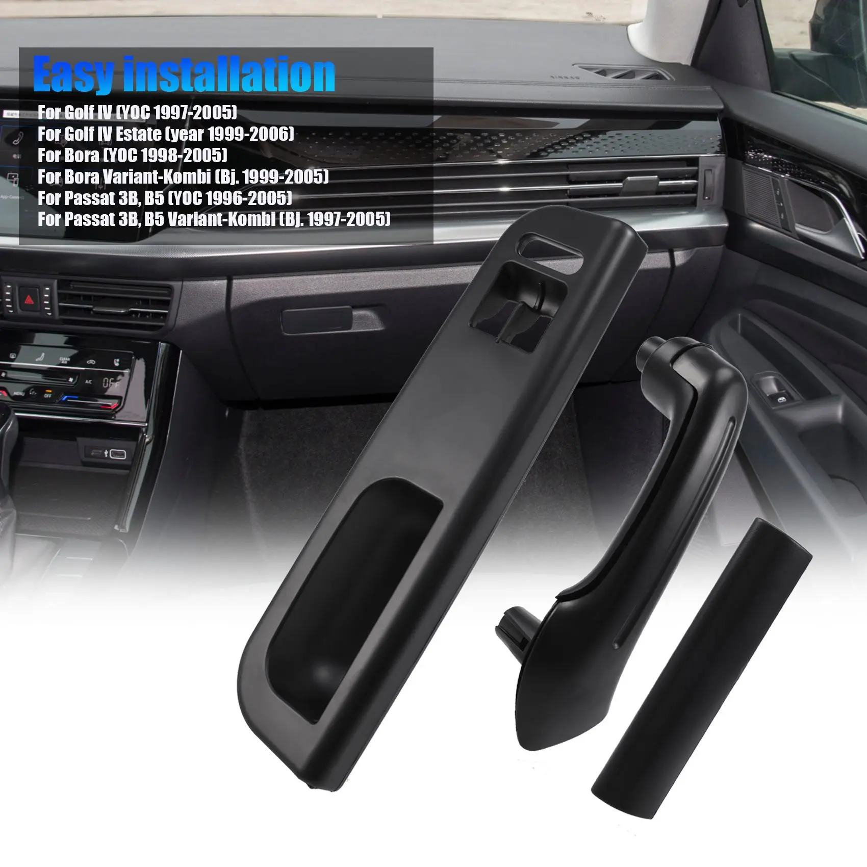 Tirador de puerta negro para Golf 4 Passat, manija de acceso, Panel de puerta interior
