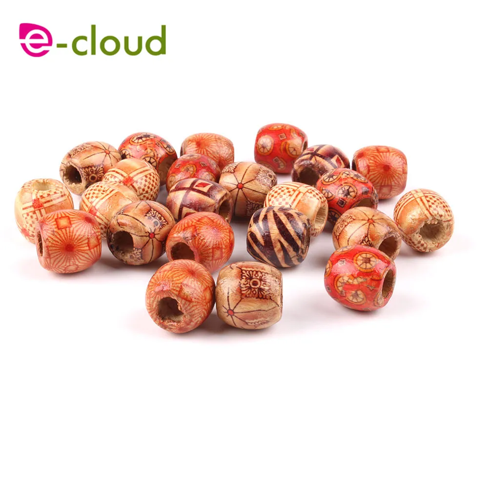 30pcs/bag 17mm Wood Hair Beads 8mm big Hole Dreadlock Beads for Jumbo Braid Dreadlock  Hair Accessories