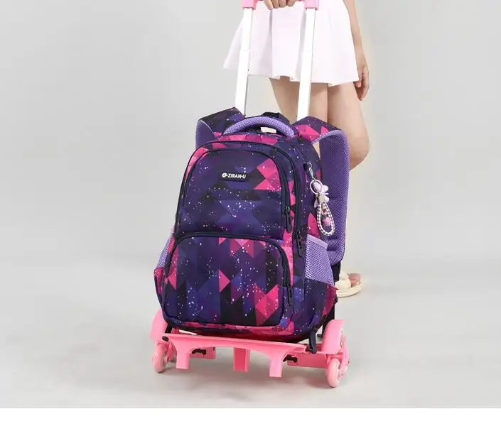 School Rolling Backpack Girls Kids Schoolbag with 6 Wheels 2 Wheels Elementary School Bookbag With Trolley Luggage Bag for boys