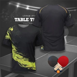 New Men Women Table Tennis Badminton Training Clothing Sportswear T-shirt Quick Dry Gym Tops O-Neck Short Sleeve Club Uniform