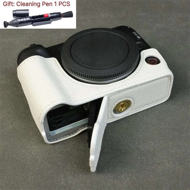 For Canon EOS R50V Case r50v PU Leather case base portable protective bag camera bag Protector Camera Bag+1PCS Free Cleaning Pen