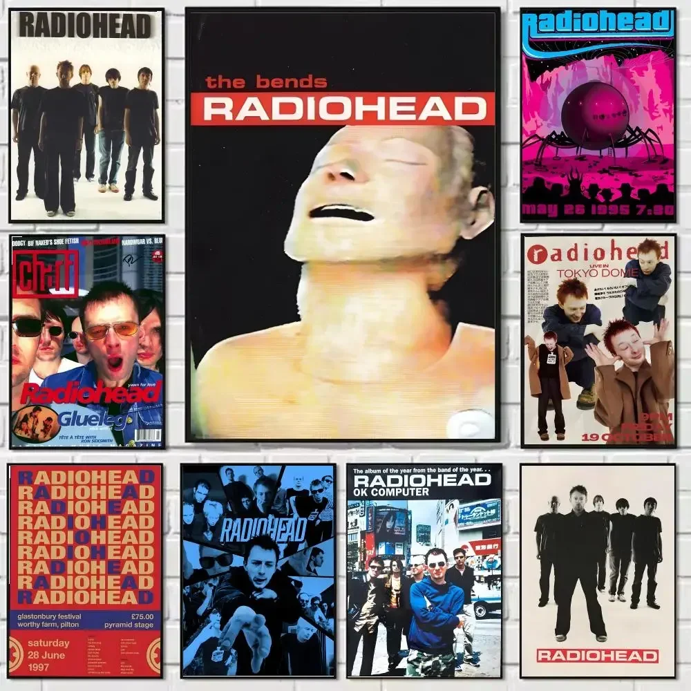 The Bends Hot Rock Music Album Cover صورة المغني الفرقة Radiohead اللوحة الخط قماش المشارك: تجعد الحرة مقاوم للماء #1