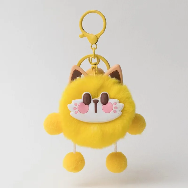 Cute Otter Rabbit Fur Small Coal Ball Car Keychain Pendant Simple Girly Plush Doll Backpack Charm view 5