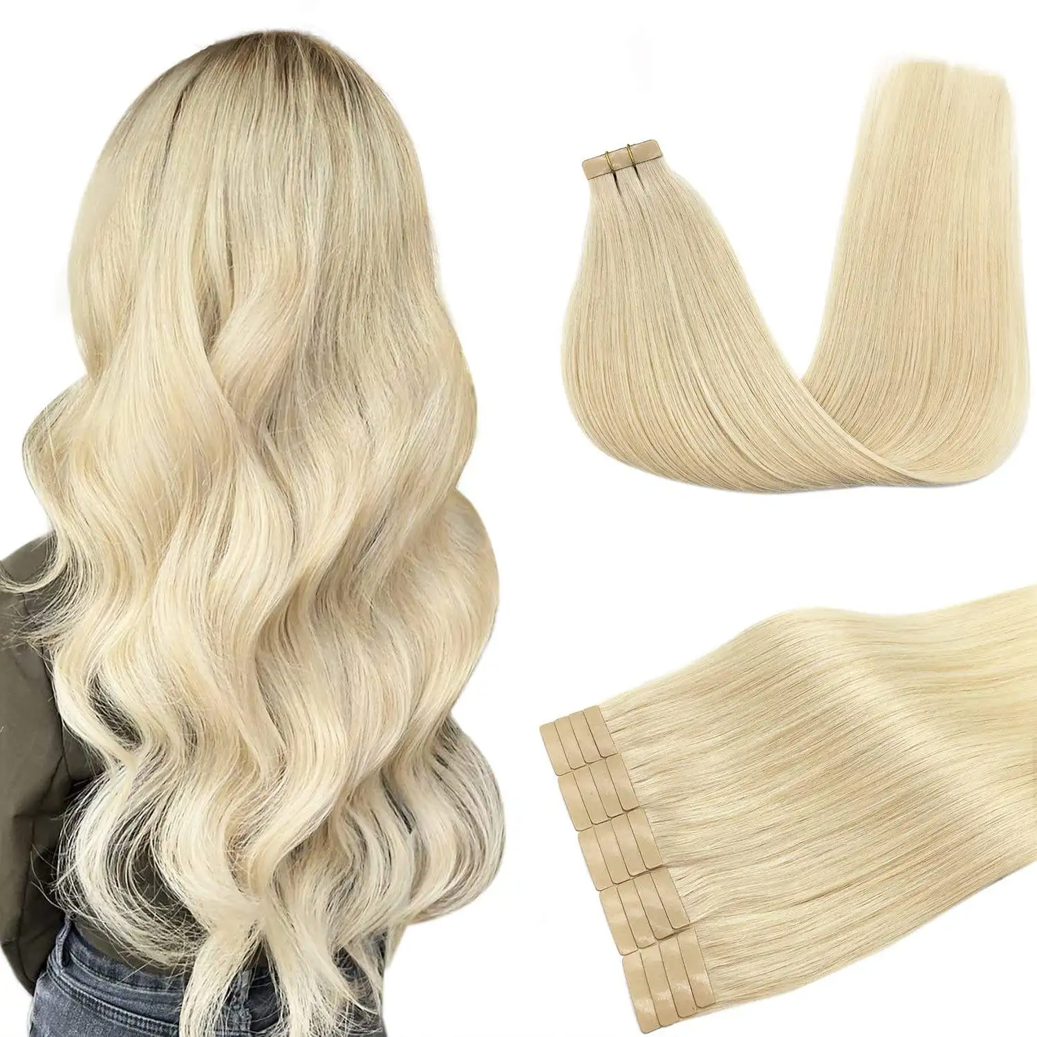 100% Virgin Human Hair Tape In Extensions 20pcs Remy Weft 18