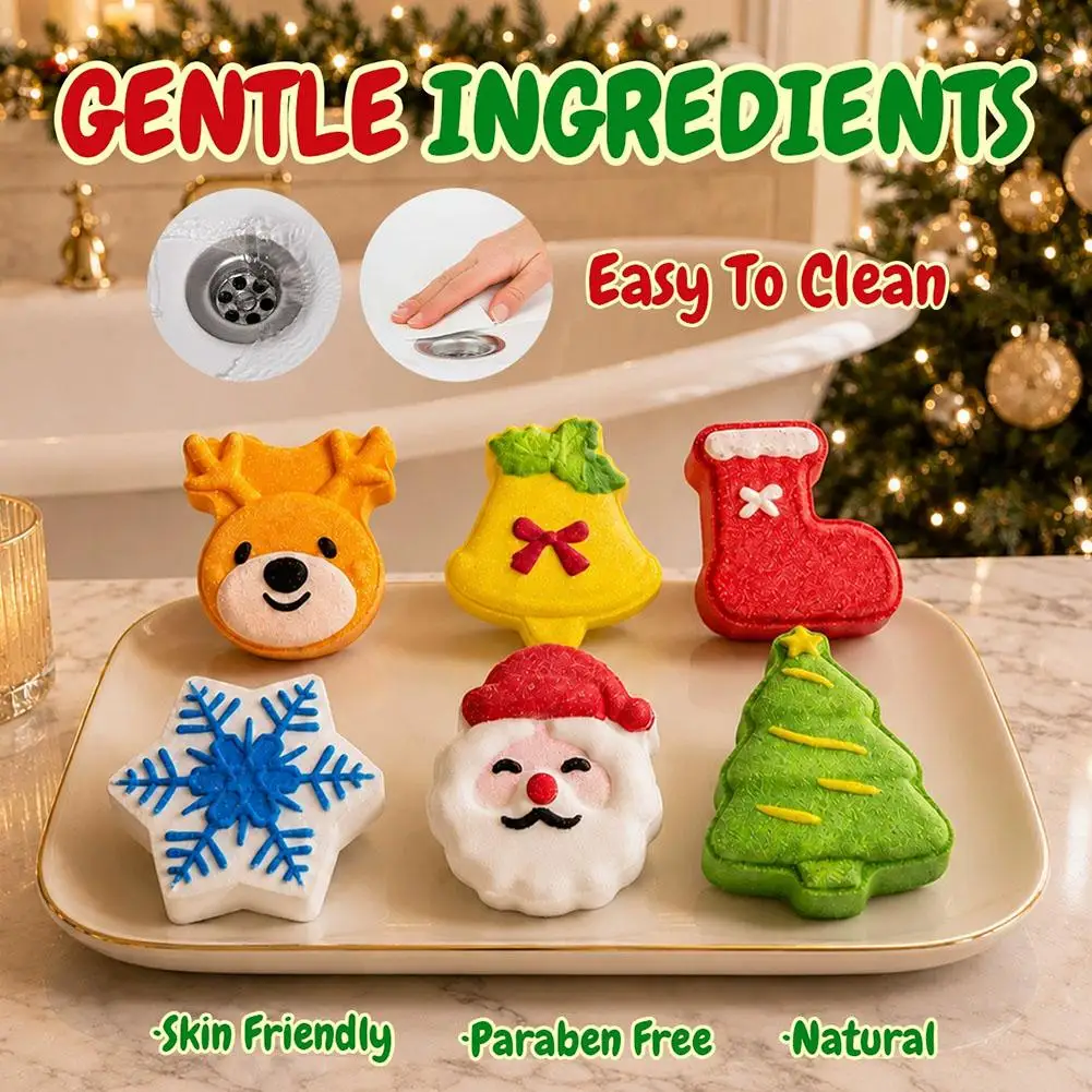 Christmas Bath Bomb Gift Box Festive Bath Fizzies Scented Bath Soak Set for Relaxing Spa Baths and Holiday Gifts for Friends