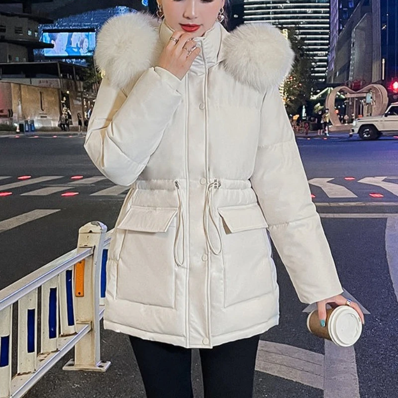 

2025 длинная женская корейская версия с хлопковой подкладкой, тонкая утепленная куртка с хлопковой подкладкой, модная зимняя пригородная куртка
