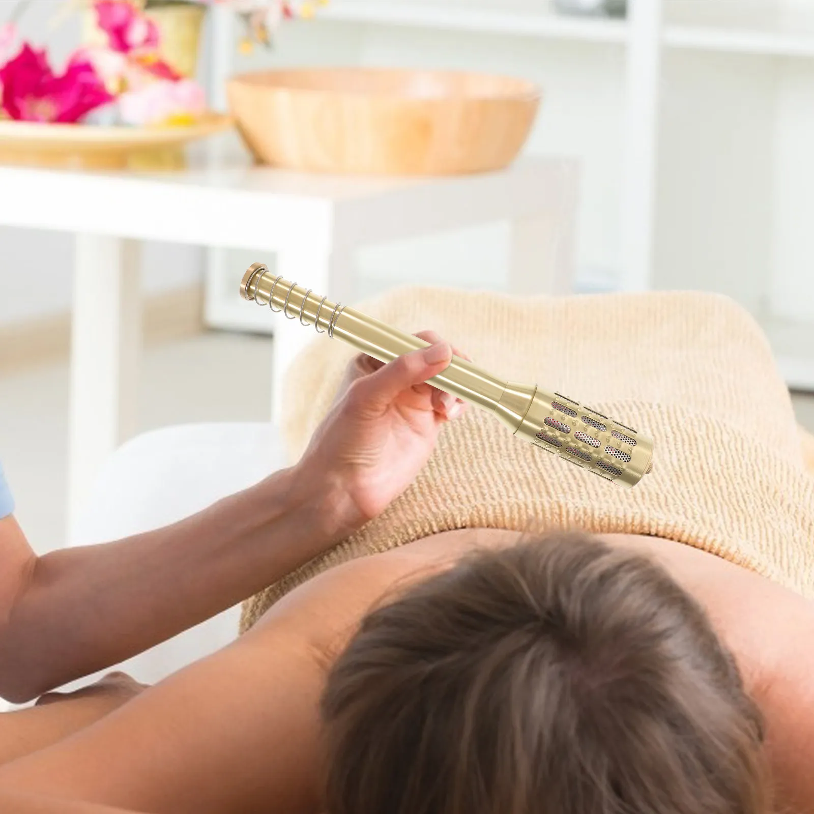 Pure Copper Moxibustion Bar Detachable Ergonomic Design Stable Moxa Stick Holder Fine Ash Mesh Portable Acupoint
