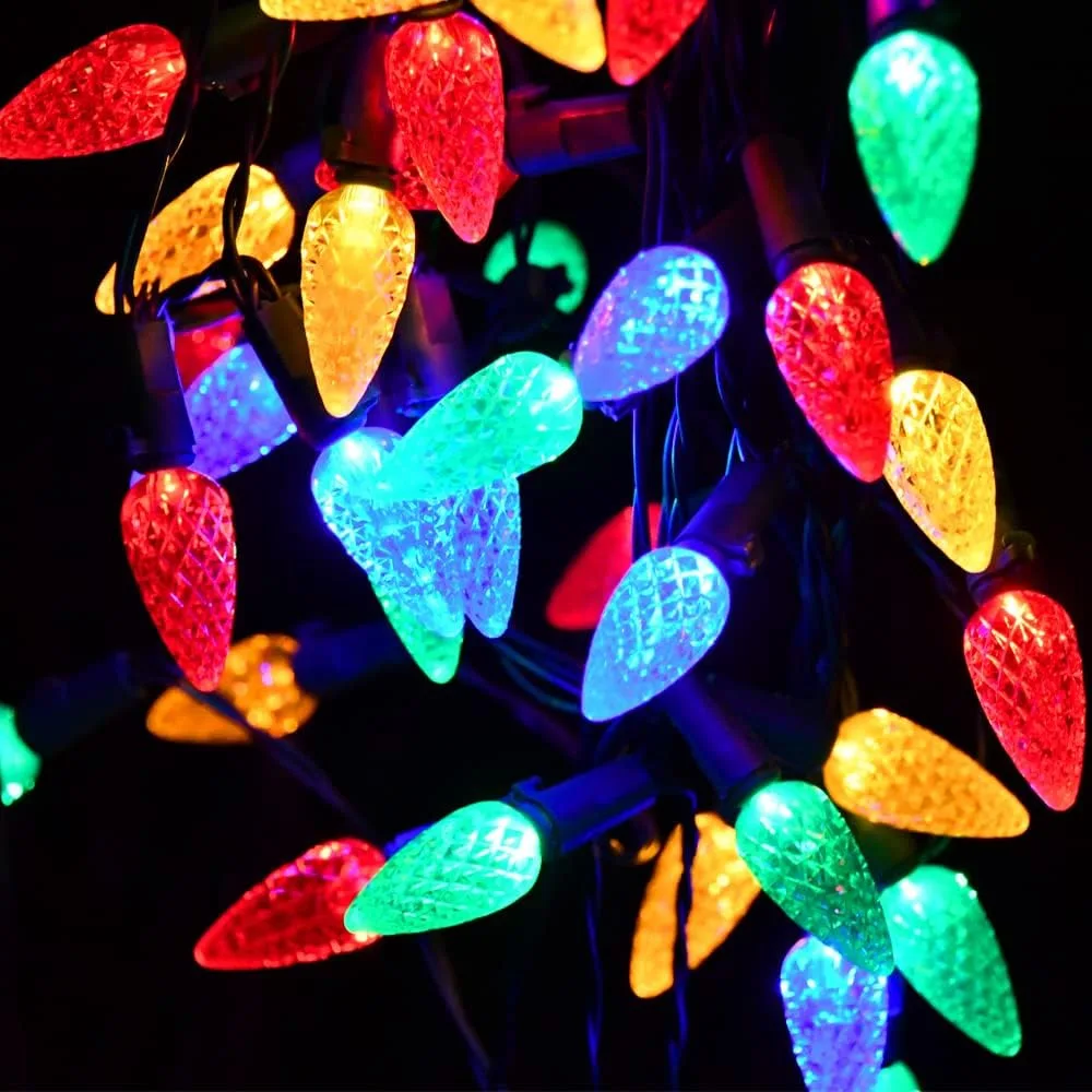 Solar-Weihnachtsbeleuchtung für den Außenbereich, C6, Erdbeere, Solar-Lichterkette, 50/100 LEDs, Lichterkette für Weihnachtsbaum, Urlaub, Party, Dekoration – Detail 4