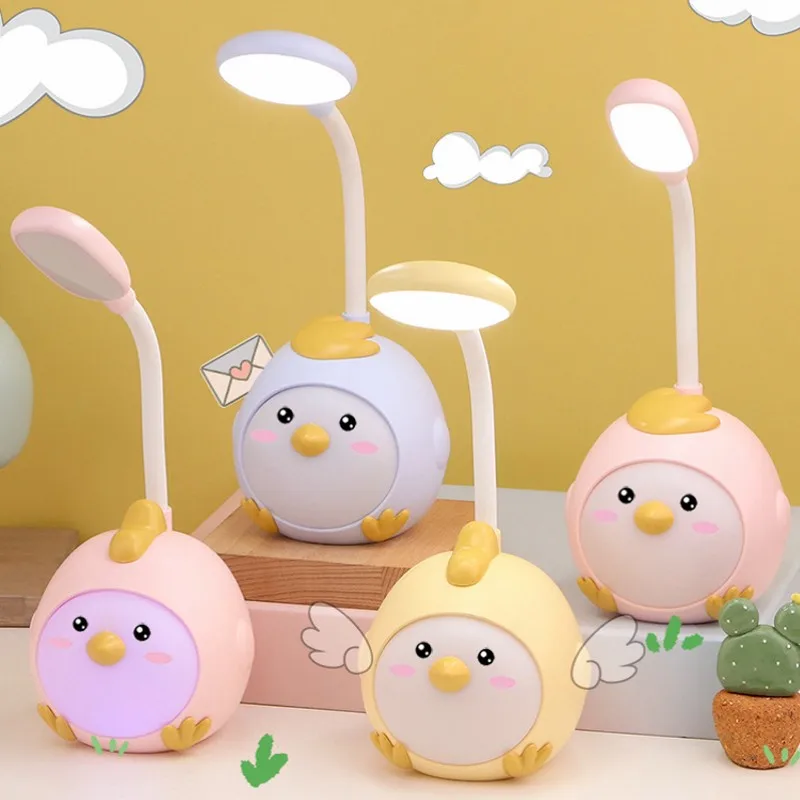 

LED Desk Lamp Cute Cartoon Chick Table Lamp USB Rechargeable Foldable Eye Protection Reading Lamp Children Gift Night Light