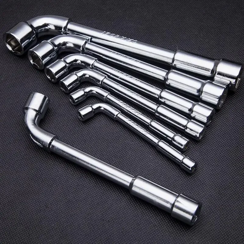 Pipe Socket Wrench 6/10/13mm L-shaped Perforation Elbow Wrench Double Head Hexagon Socket Sleeve Spanner Remove Fix Screw Nut