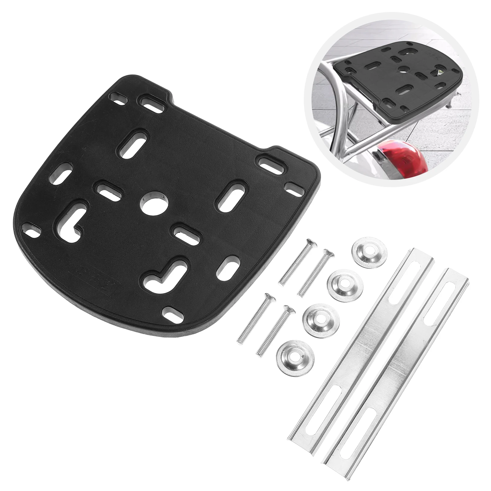 

Universal Motorcycle Trunk Base Plate Thickened Durable Fixed Screws Storage Luggage Case Box Tail Rack Accessories Car Interior