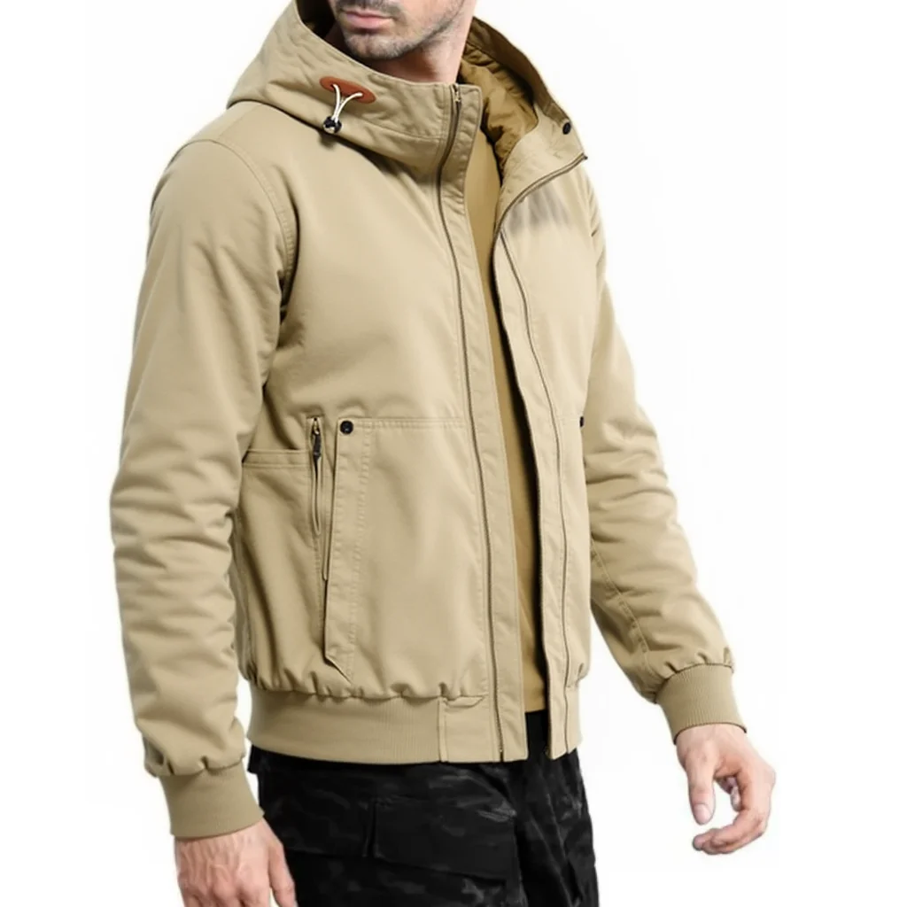 

EiAO Autumn Work Jacket Men's Trendy Retro Pure Cotton Detachable Cap Windproof Jackets Male Travel Camping Loose Flying Coat