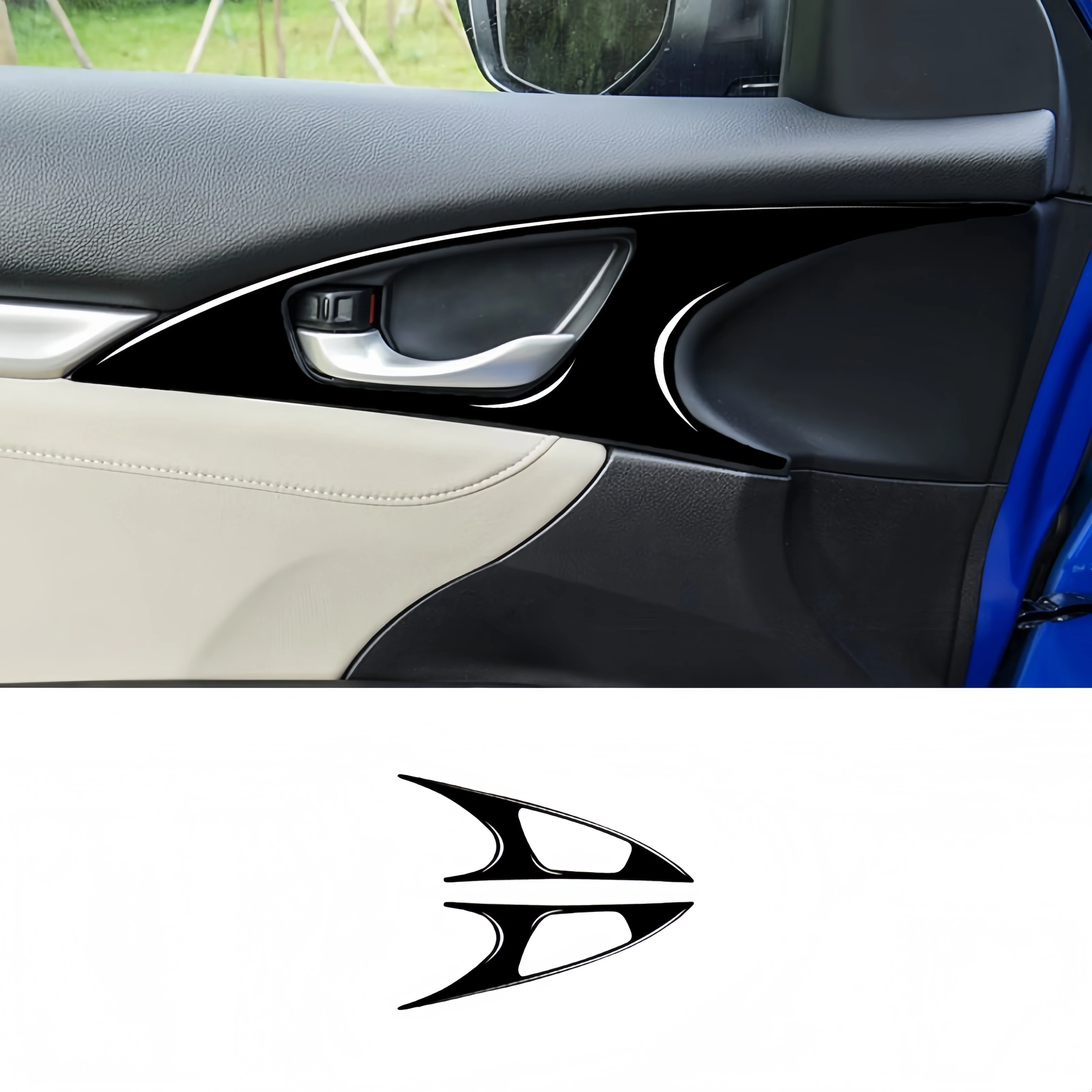 

For Honda Civic 10th Gen 2016-2019 Piano Black Car Inner Door Handle Panel Trim Cover Decoration Stickers Interior Accessories
