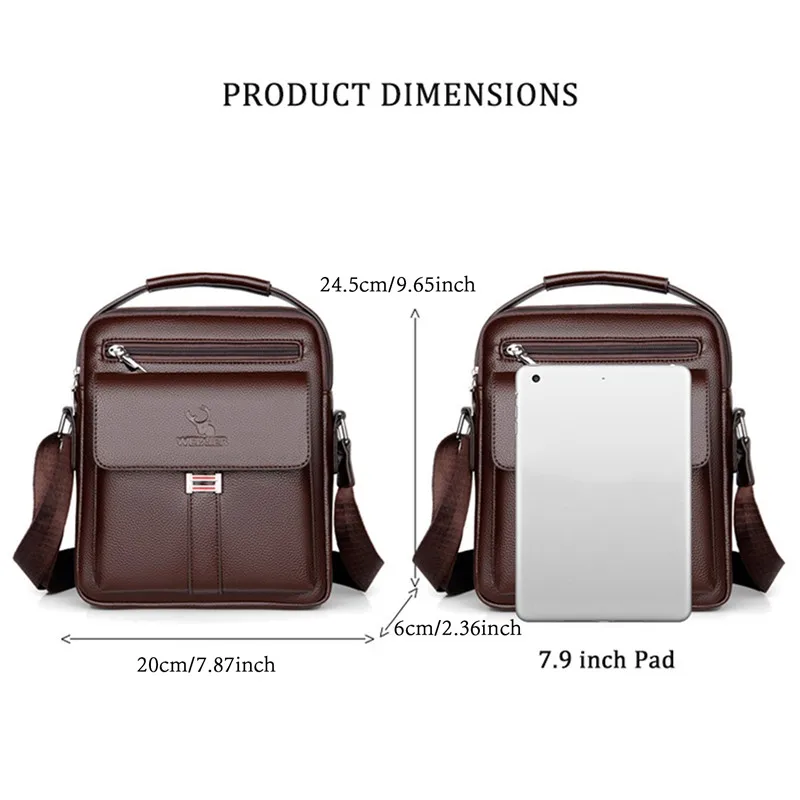 Men Crossbody Shoulder Bags Waterproof Vintage Men Handbags Large Capacity Pu Leather Bag Man Messenger Bags Tote Bag