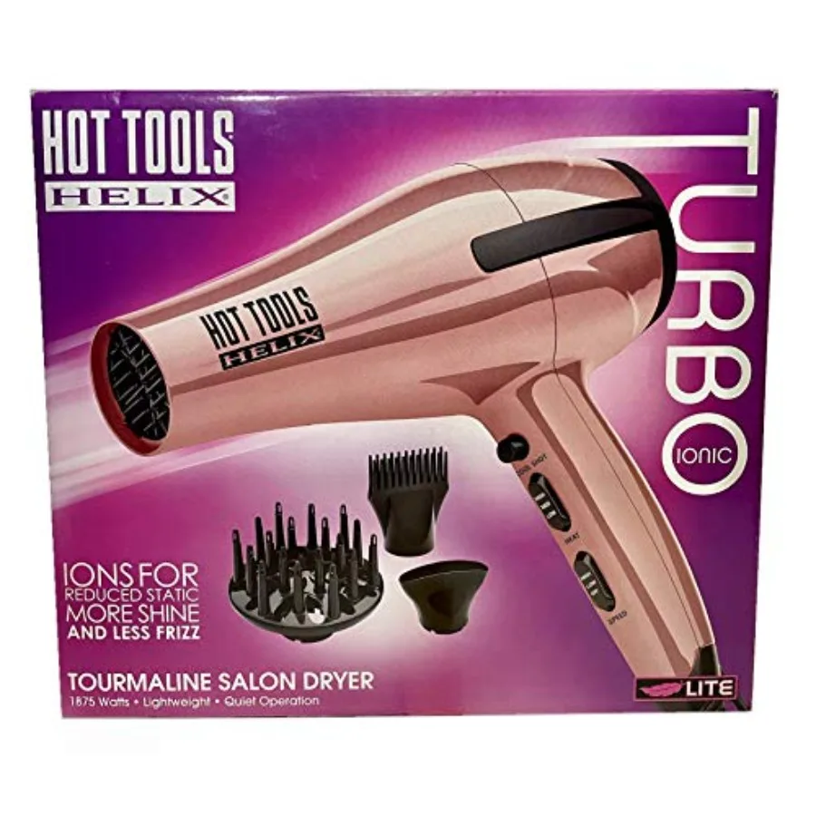 

Salon Dryer Lite with Helix Turbo Ionic Tourmaline for Fast Drying Lightweight Design Black and Silver Advanced Heat Protection