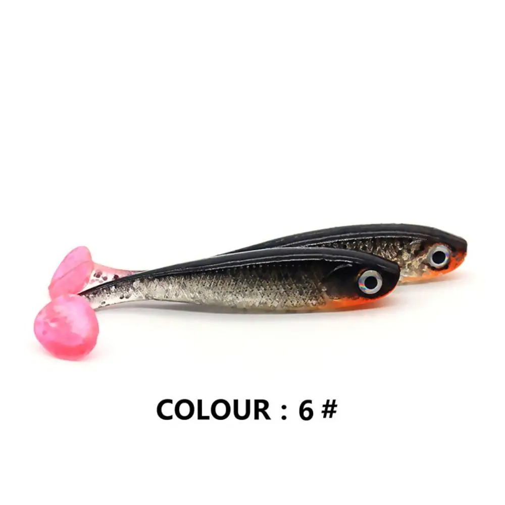 5PCS Attrezzatura da pesca 7cm/2.1g T-coda Esca morbida Silicone artificiale Paddle Tail Swimbaits Pesca Affondamento Jigging Wobblers Pike