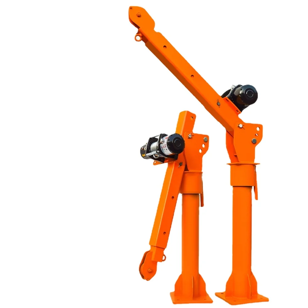 12v24 volt 220v1 ton small electric hoist cantilever crane lifting truck crane hydraulic type Vehicle-mounted crane
