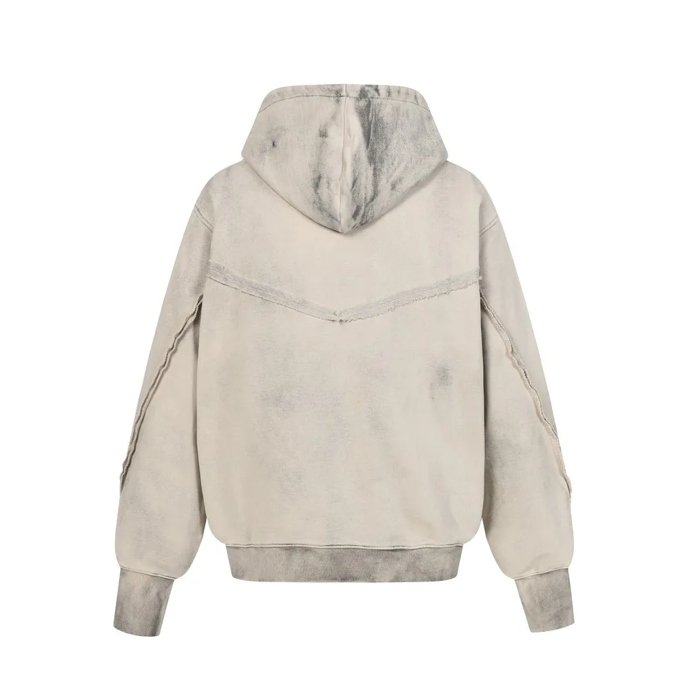 Designer Asymmetrical Zipper Bright Line Distressed Winter Fall Goth Grunge Hoodies Tops Oversized Streetwear for Women Men