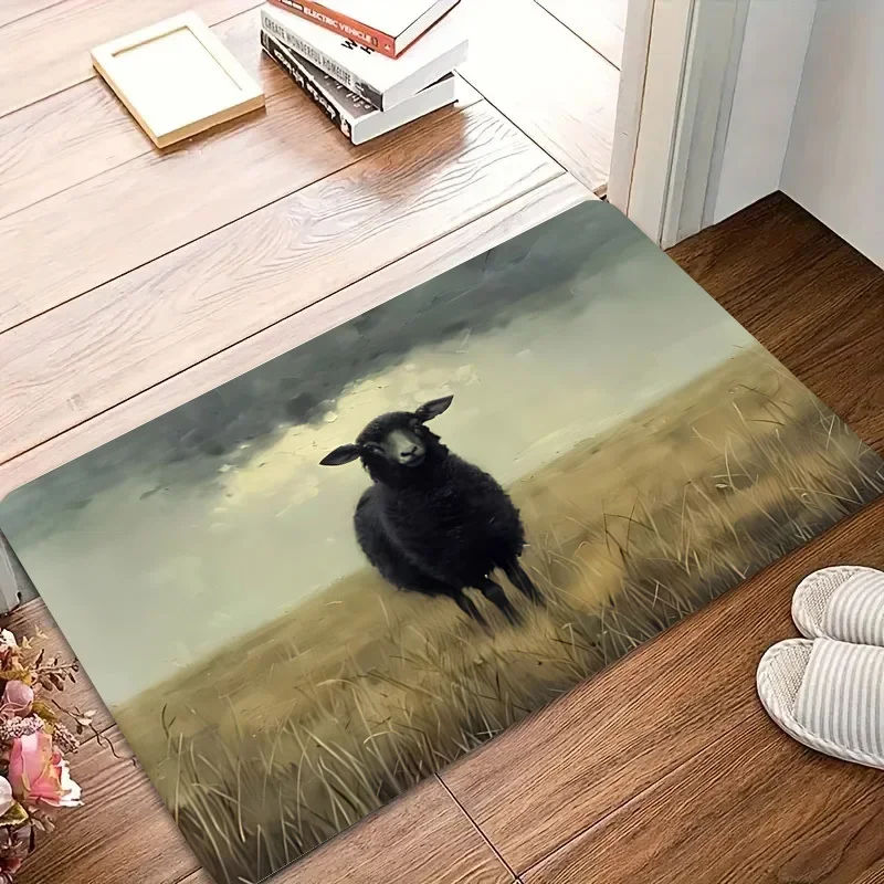Rustic Sheep Lamb Art Doormat Cottagecore Farmhouse Style Entrance Welcome Mat For Home Decor 40x60cm