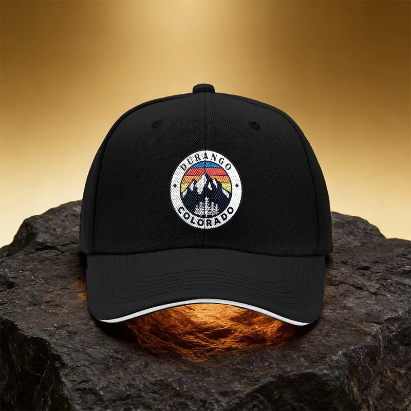 Mountain Peak Rainbow Tree Round Pattern Hat, Unisex Printed Baseball Cap Sandwich Duckbill Cap Sports Hat, Suitable for Daily C