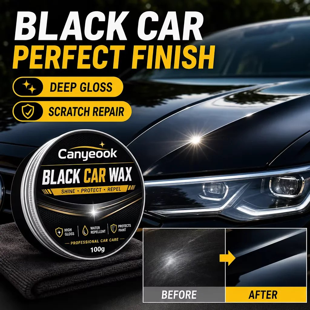 Canyeook Black Car Wax 100g Crystal Coating Restores Deep Shine Removes Swirl Marks Scratch Repair Hydrophobic