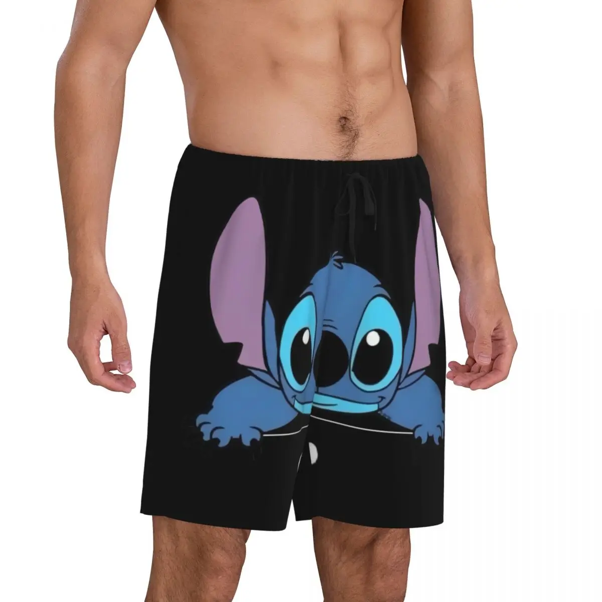 Custom Lilo Stitch Cartoon Anime Manga Pajama Bottoms Men Lounge Sleep Shorts Drawstring Sleepwear Pjs with Pockets