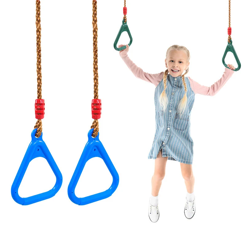 Kids Hanging Gymnastic Rings Indoor Outdoor Playground Swing Garden Backyard Obstacle Course Sensory Integration Training Toys