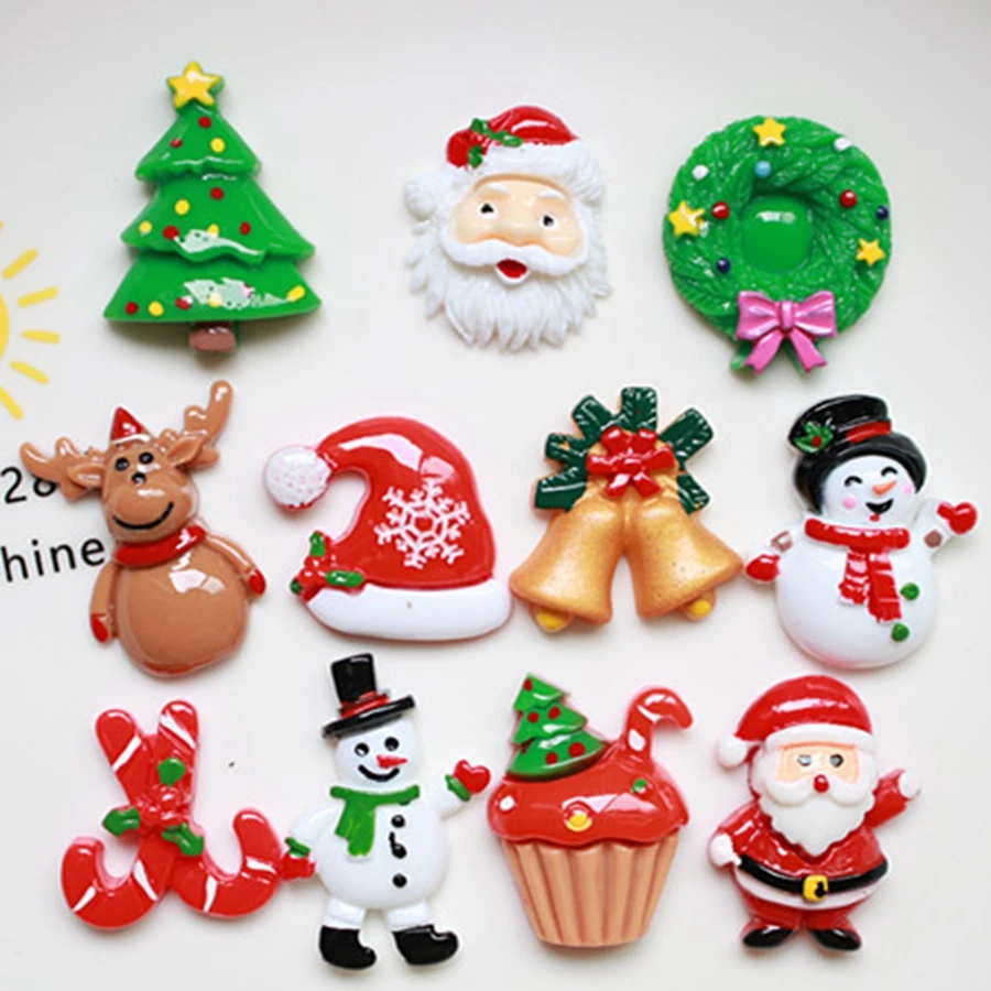 

100pcs/lot Christmas 3D resins patches for DIY fridge magnet phone hair accessories wholesale