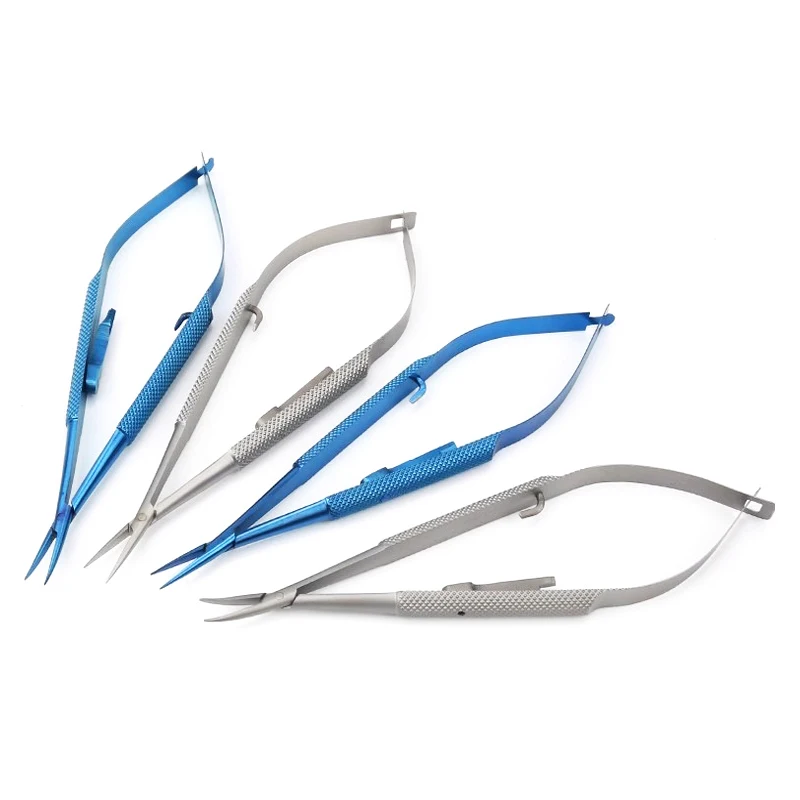 

12.5cm-18cm Stainless Steel Castroviejo Needle Holders with Lock Ophthalmic Instrument Straight Curved