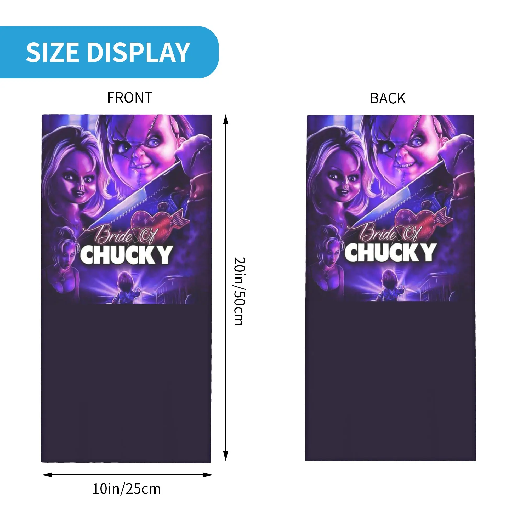 Custom Bride of Chucky Bandana Neck Gaiter UV Protection Face Scarf Cover Women Men Horror Movie Headwear Tube Balaclava