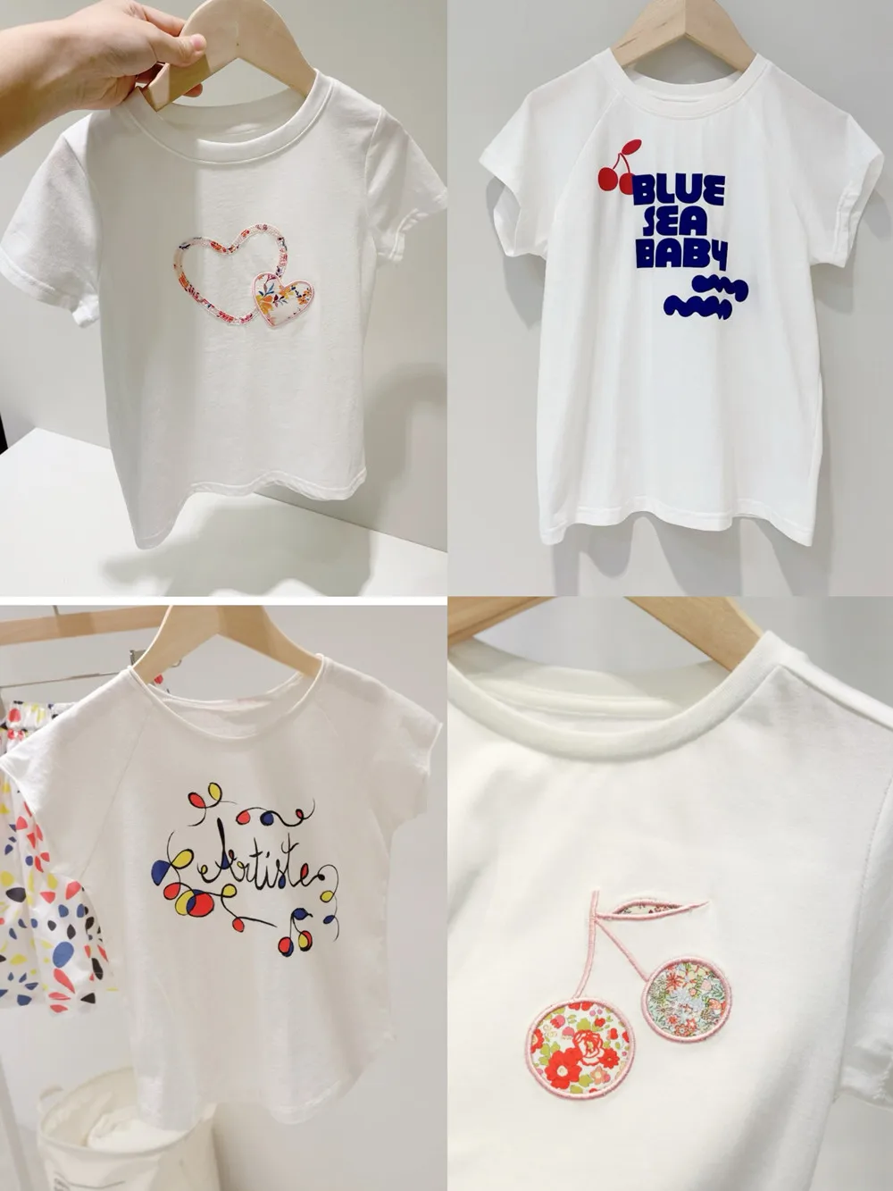 

Летняя футболка для девочек с вишнёвым принтом, белая, бежевая, с короткими рукавами, хлопковая, мягкая, одежда для маленьких девочек, детские топы