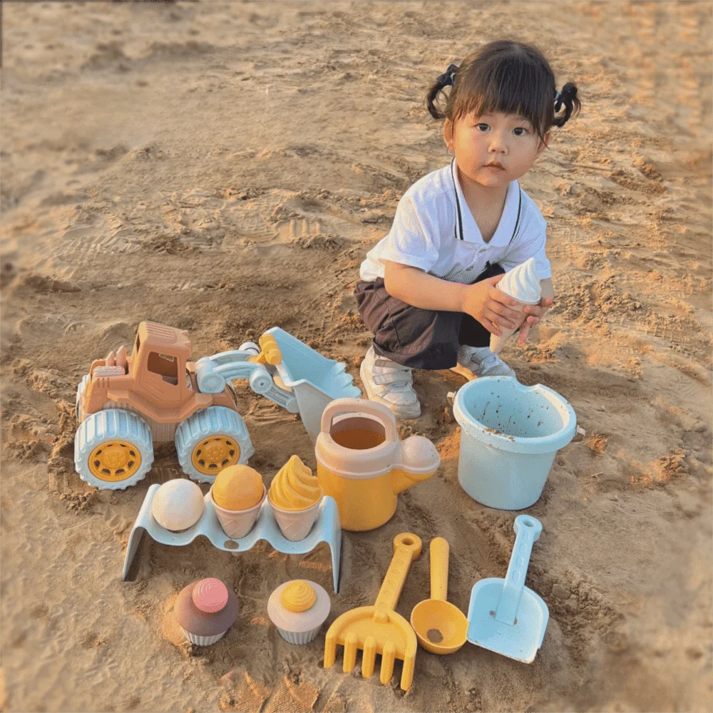 ของเล่นชายหาดเด็กสไตล์นอร์ดิกใหม่ รถดันดินไอศกรีม ของเล่นชายหาดฤดูร้อน ของขวัญวันเกิด อุปกรณ์เล่นทรายและน้ำสำหรับเด็ก เล่นกลางแจ้ง