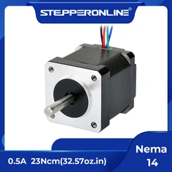 STEPPERONLINE Nema 14 Stepper Motor 35x42mm 23Ncm 0.5A Nema14 Step Motor 4-lead for DIY CNC 3D Printer Motor