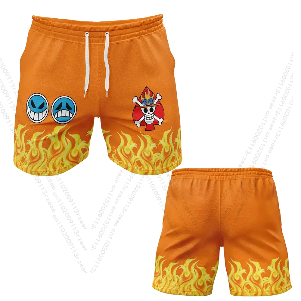 Portgas D. Ace-pantalones cortos de Anime japonés de una pieza para hombre, disfraz de Cosplay estampado, pantalones cortos de gimnasio, pantalones cortos informales de playa para deportes de natación y trotar
