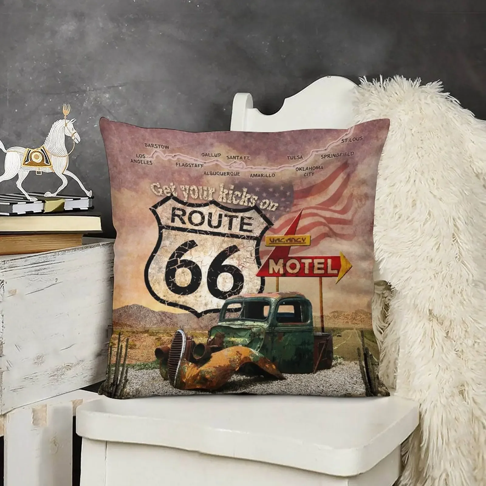 

Get your Kicks on Route 66 Throw Pillow Sofa Cushions Cover Decorative pillow case pillow