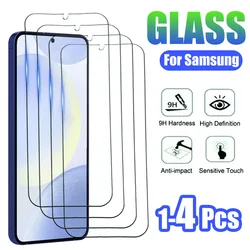 1-4pcs Tempered Glass For Samsung Galaxy S24 S23 S22 S21 Fe Plus Full Cover Screen Protector For Samsung A54 A12 A34 A53 A71 A52